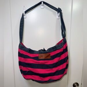 Y2K Abercrombie & Fitch Pink and Blue Striped Shoulder Bag